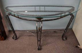 Glass Top Metal Base Console Table