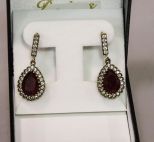 8ct Genuine Ruby Sterling Silver Earrings