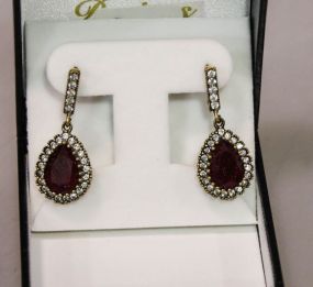 8ct Genuine Ruby Sterling Silver Earrings