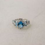 4ct Blue Topaz Sterling Silver Ring