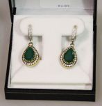 4ct Genuine Emerald Sterling Silver Earrings