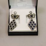 Sapphire Sterling Silver Estate Earrings