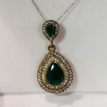 8ct Genuine Emerald Sterling Silver Necklace