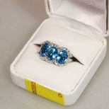 6ct Blue Topaz Sterling Silver Anniversary Ring