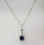 Sapphire Sterling Silver Diamond Necklace