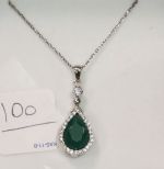 4ct Genuine Emerald Sterling Silver Necklace