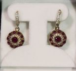 Genuine Ruby Sterling Silver Earrings