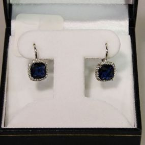 3ct Sapphire Sterling Silver Earrings