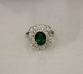 Emerald Sterling Silver Dinner Ring