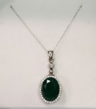 6ct Genuine Emerald Sterling Silver Necklace