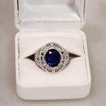 4ct Sapphire Sterling Silver Ring