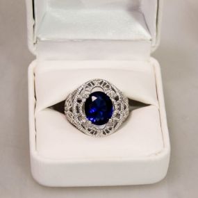 4ct Sapphire Sterling Silver Ring