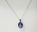 2ct Tanzanite Sterling Silver Solitaire Necklace