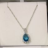 4ct Swiss Blue Topaz Sterling Silver Necklace