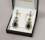 4ct Genuine Emerald Sterling Silver Earrings