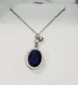 6ct Sapphire Sterling Silver Necklace