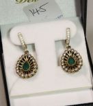 3ct Genuine Emerald Sterling Silver Earrings