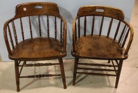 Two Oak Captains Chairs