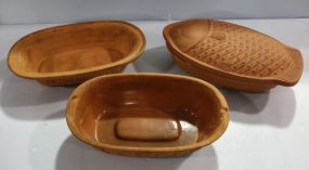 Two Oval Terra Cotta Covered Dishes