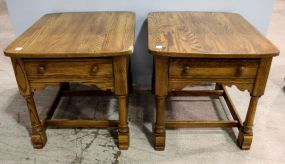 Pair of Oak One Drawer Tables