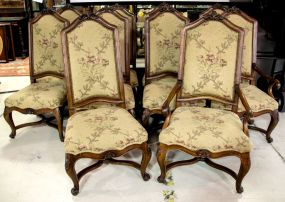 Set of Ten Carved Country French Style Chairs