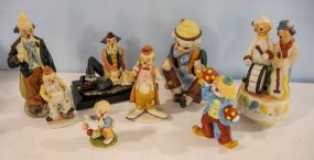Eight Porcelain Clown Figurines