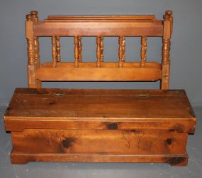 Child's Twin Bed and Wooden Trunk Description