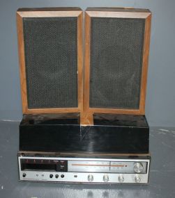 Vintage JC Penny Eight Track Player and Two Speakers Description