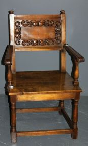 Heavy Wood Carved Antique Chair Description