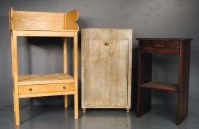 One Laundry Box, End Table and Solid Wood Table with Drawer Description