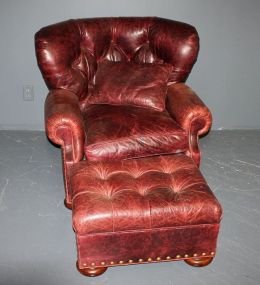 Contemporary leather Chair with Ottoman Description