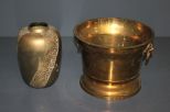One Metal Potpourri Vase and Brass Planter Description