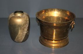 One Metal Potpourri Vase and Brass Planter Description