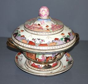 Oriental Covered Bowl with Under Plate Description