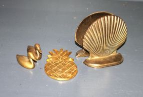 Two Duck Paper Weights, Shell Bookends and Pineapple Description