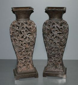 Heavily Carved Ornate Vases Description