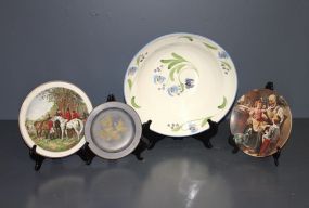Sampsonite Plate, Norman Rockwell Plate, Hong Kong Metal Plate and Pottery Description