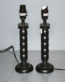 Pair of Black Resin Lamps Description