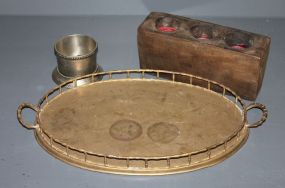 Coaster Holder, Wooden Candle Holders and Metal Tray Description