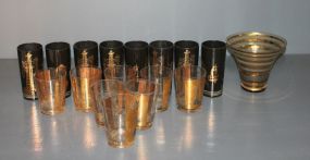 Group of Oil Well Glasses and Glass Vase Description