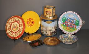 Group of Tin Food Containers and Serving Trays Description