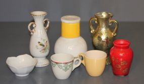 Group of Four Vases, Two Cups, and a Small Dish Description