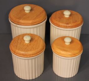 Set of Four Stoneware Kitchen Containers Description