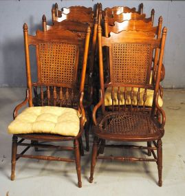 Eight Cane Dining Chairs Description