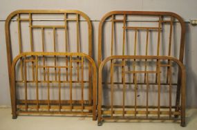 Pair of Rare Mission Style Brass Twin Beds Description