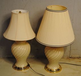 Pair of Matching Cream Color Ceramic Table Lamps Description