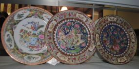 Three Oriental Design Decorative Wall Plates Stamped Nora Fenton Description