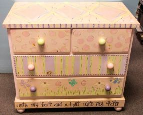 Pink Multicolored Painted Chest