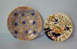 Antique Floral Ironstone Plate along with Ironstone Bowl with Hanger