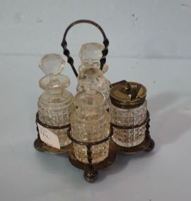 Small Cut Glass and Silverplate Castor Set
